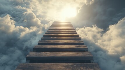 Stairway to sunlight through clouds